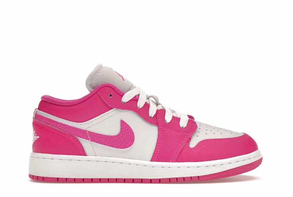 NEW NIKE big kid's air jordan 1 low shoe in fire pink/iris whisper-white